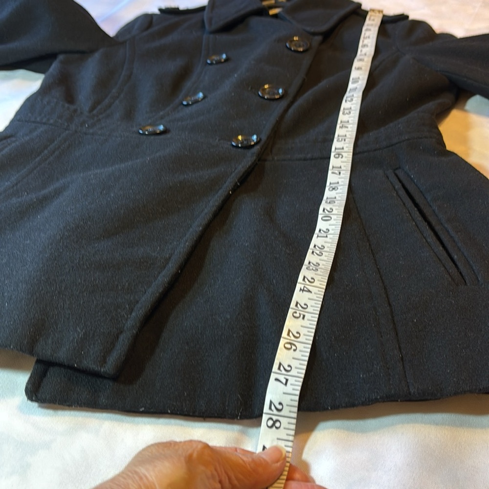 Michael Kors Black Wool Blend Double Breasted Peacoat Size Medium - Picture 12 of 16